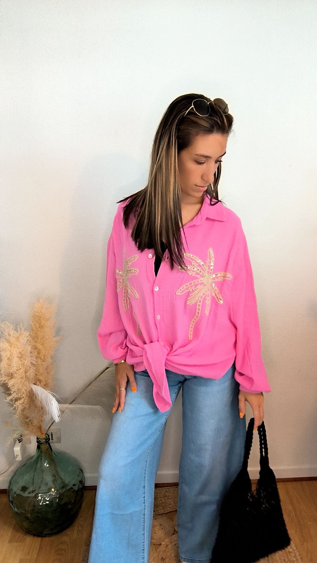 🌴 Chemise Palma – Broderies perlées & coton ultra doux (Plusieurs coloris disponibles)