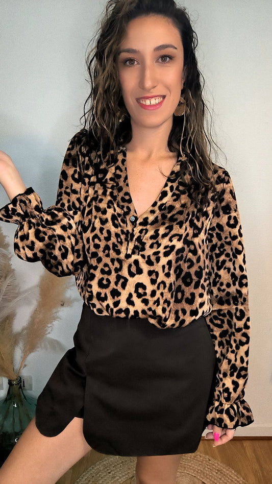 🐆 Chemise Maya – Léopard chocolat fluide 🐆