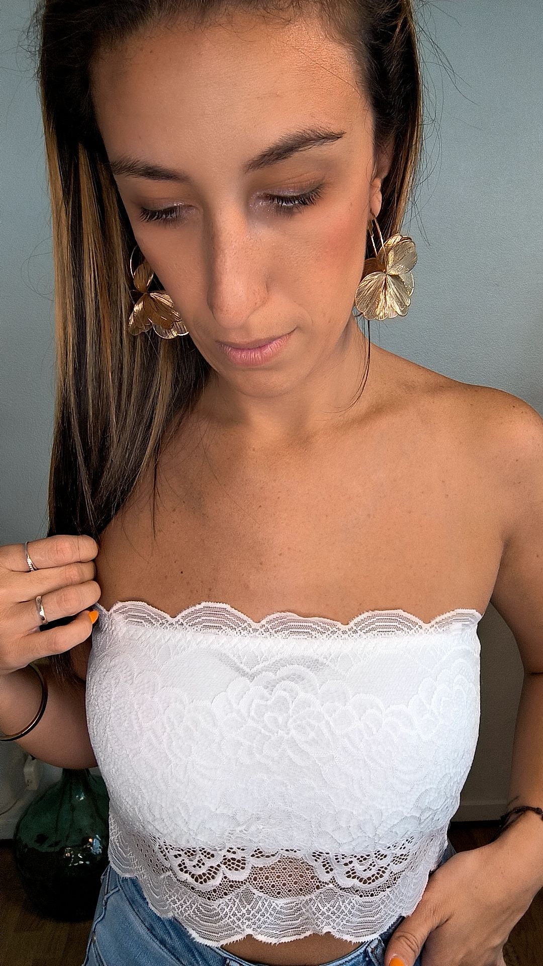 💫 Bandeau dentelle avec coques amovibles