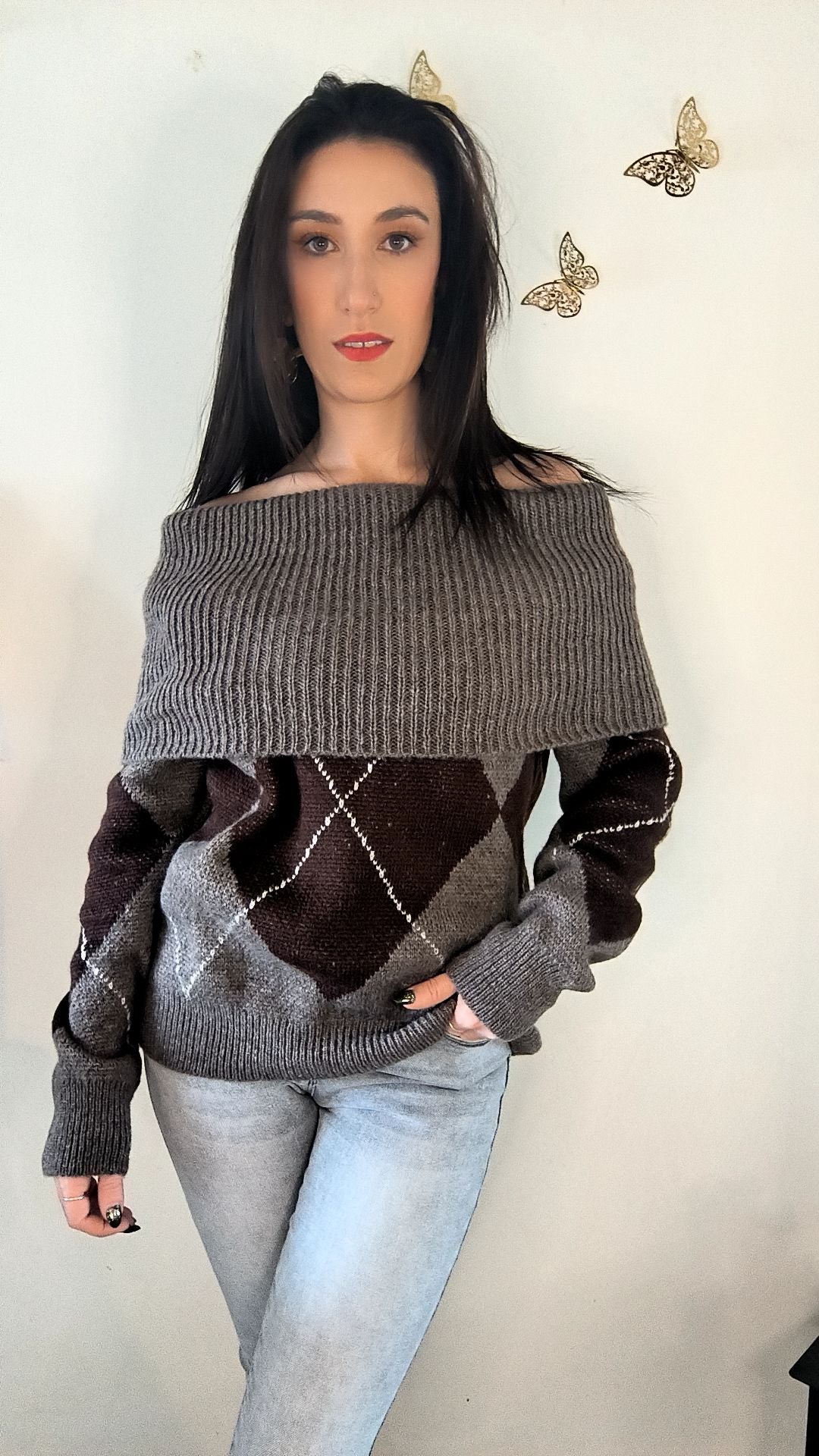 Pull Col Bardot Jacquard